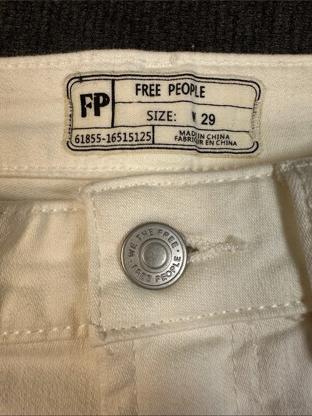 FREE PEOPLE FP Womens 29 White Stretch Denim Embroidered Straight Crop Jeans